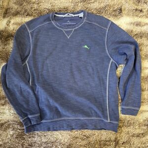 Tommy Bahama Blue Crewneck XL Soft Lightweight Pullover Contrast Stitch Coastal